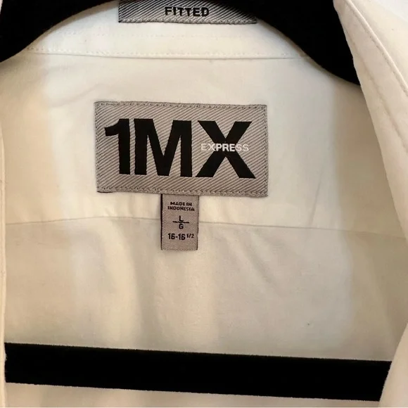 Express Fitted Classic White Stretch Cotton 1MX Dress Shirt Size Large - Picture 4 of 7